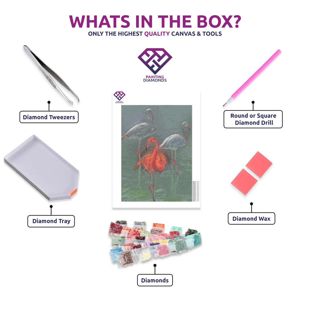 Flamingo Trio  - 5D Diamond Painting Kit