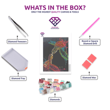 Neon Turtles' Embrace  - 5D Diamond Painting Kit