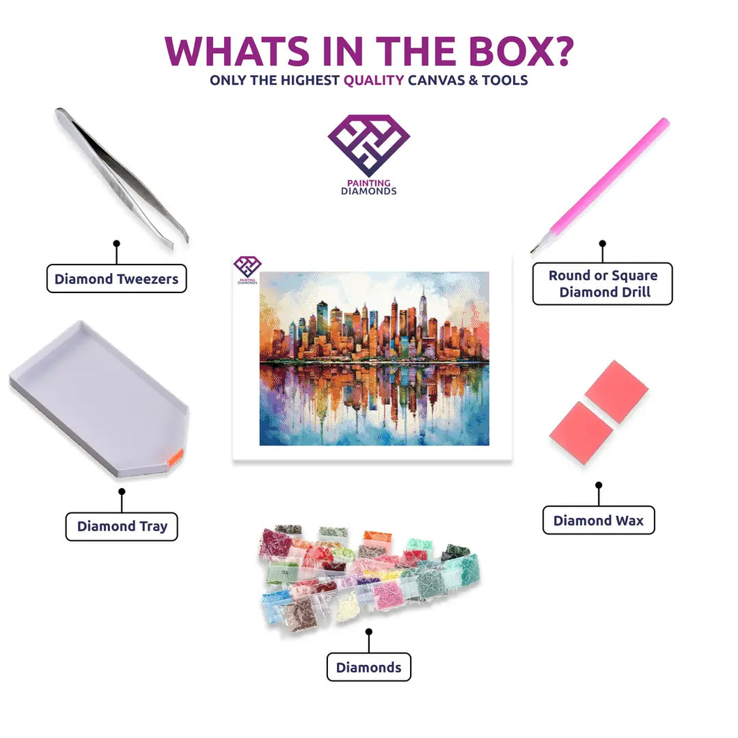 Colourful Cityscape - 5D Diamond Painting Kit