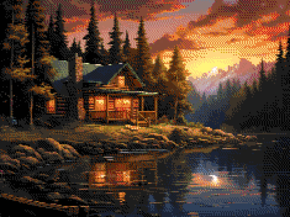 Lakeside Cabin - 5D Diamond Painting Kit