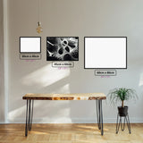 Black and White Depth diamond painting displayed in a room setting