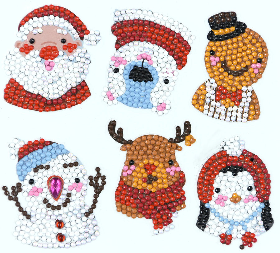 Christmas cuties diamond painting sticker kit with Santa polar bear reindeer penguin and snowman designs