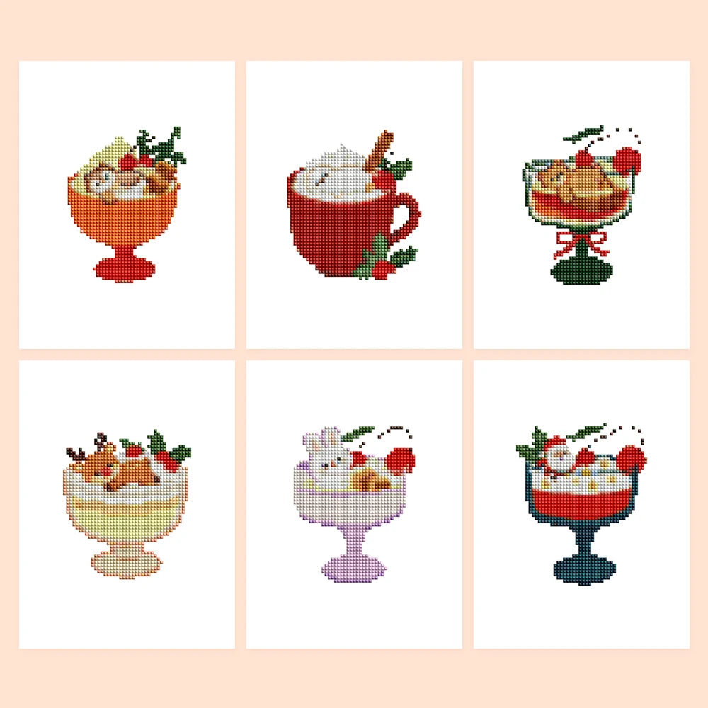Christmas Desserts Mini Diamond Painting Set – 6 Pack