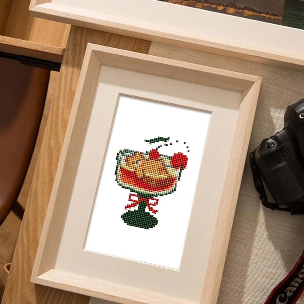 Completed Christmas Desserts mini diamond painting shown as framed decor