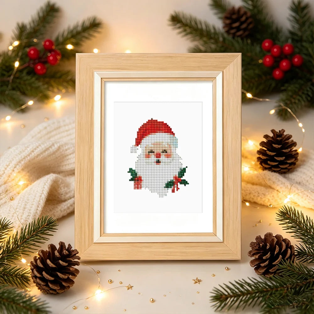 Completed Christmas Pets & Cheer mini diamond painting shown as framed decor