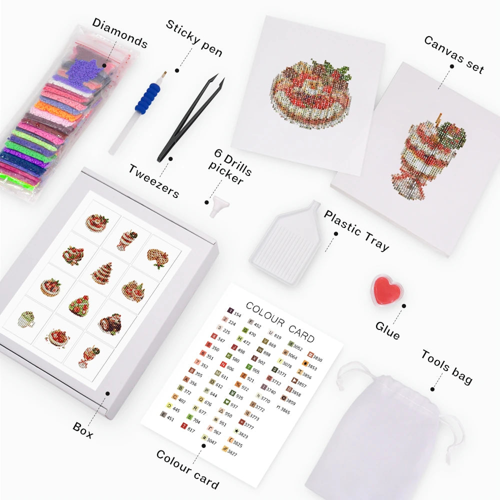 Christmas Treats & Sweets Mini Diamond Painting Set – 12 Pack