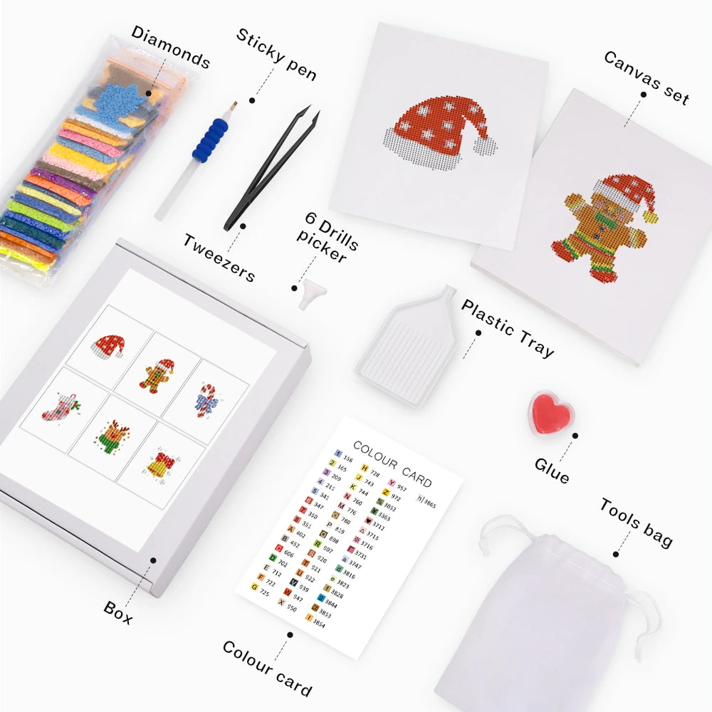 Classic Christmas Icons Mini Diamond Painting Set – 6 Pack