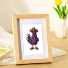 Framed Colourful Roosters mini diamond painting artwork displayed in a styled setting