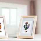 Framed Colourful Roosters mini diamond painting artwork presented as finished decor