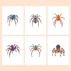Colourful Spiders six-pack mini diamond painting set with all designs