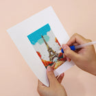 Applying drills to a Colourful Travel Postcards mini diamond painting design