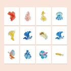 Colourful Tropical Fish twelve-pack mini diamond painting set with all designs