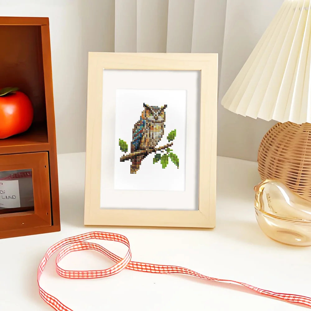 Colourful Woodland Wildlife mini diamond painting design displayed in a decorative room setting