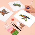 Working on several Colourful Woodland Wildlife mini diamond painting designs with drills and applicator