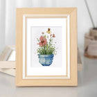 Framed Cottage Garden Teacups mini diamond painting artwork displayed in a styled setting