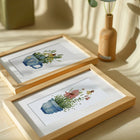 Framed Cottage Garden Teacups mini diamond painting artwork presented as finished decor