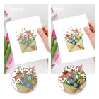 Before and after view of a Cottage Garden Teacups mini diamond painting design