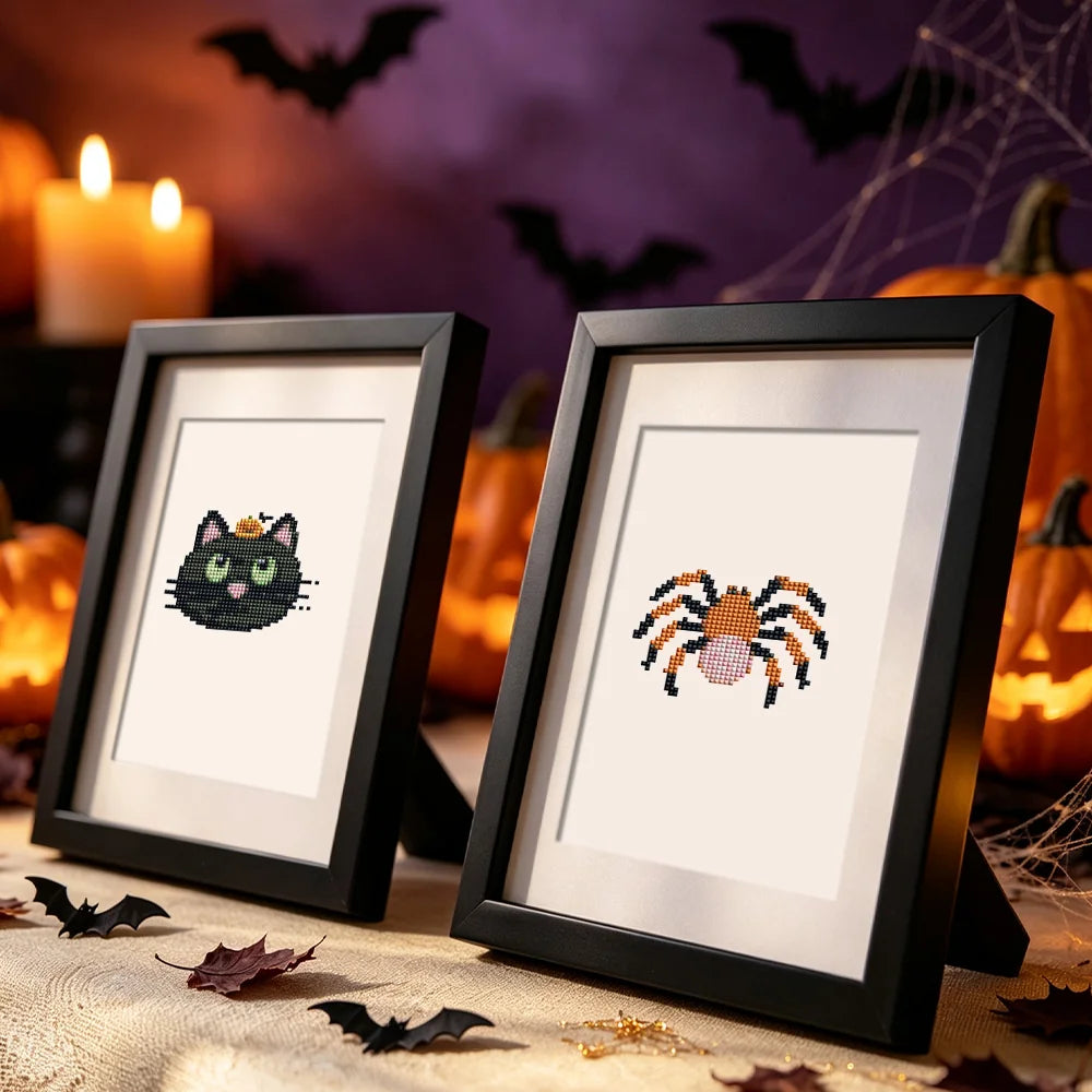 Cute Halloween Icons mini diamond painting design displayed in a decorative room setting