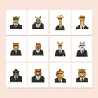Dapper Animal Gentlemen twelve-pack mini diamond painting set with all designs