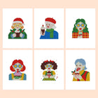 Festive Christmas Characters six-pack mini diamond painting set with all designs