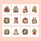 Festive Woodland Friends twelve-pack mini diamond painting set with all designs