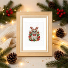 Completed Festive Woodland Friends mini diamond painting shown as framed decor
