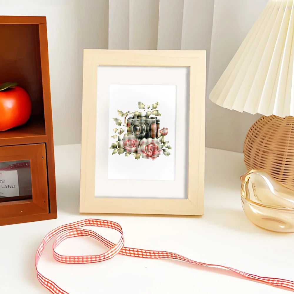 Completed Floral Arrangements & Wreaths mini diamond painting shown as framed decor