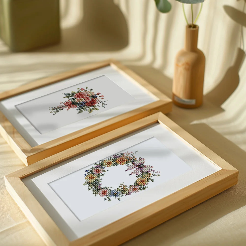 Framed Floral Arrangements & Wreaths mini diamond painting artwork presented as finished decor