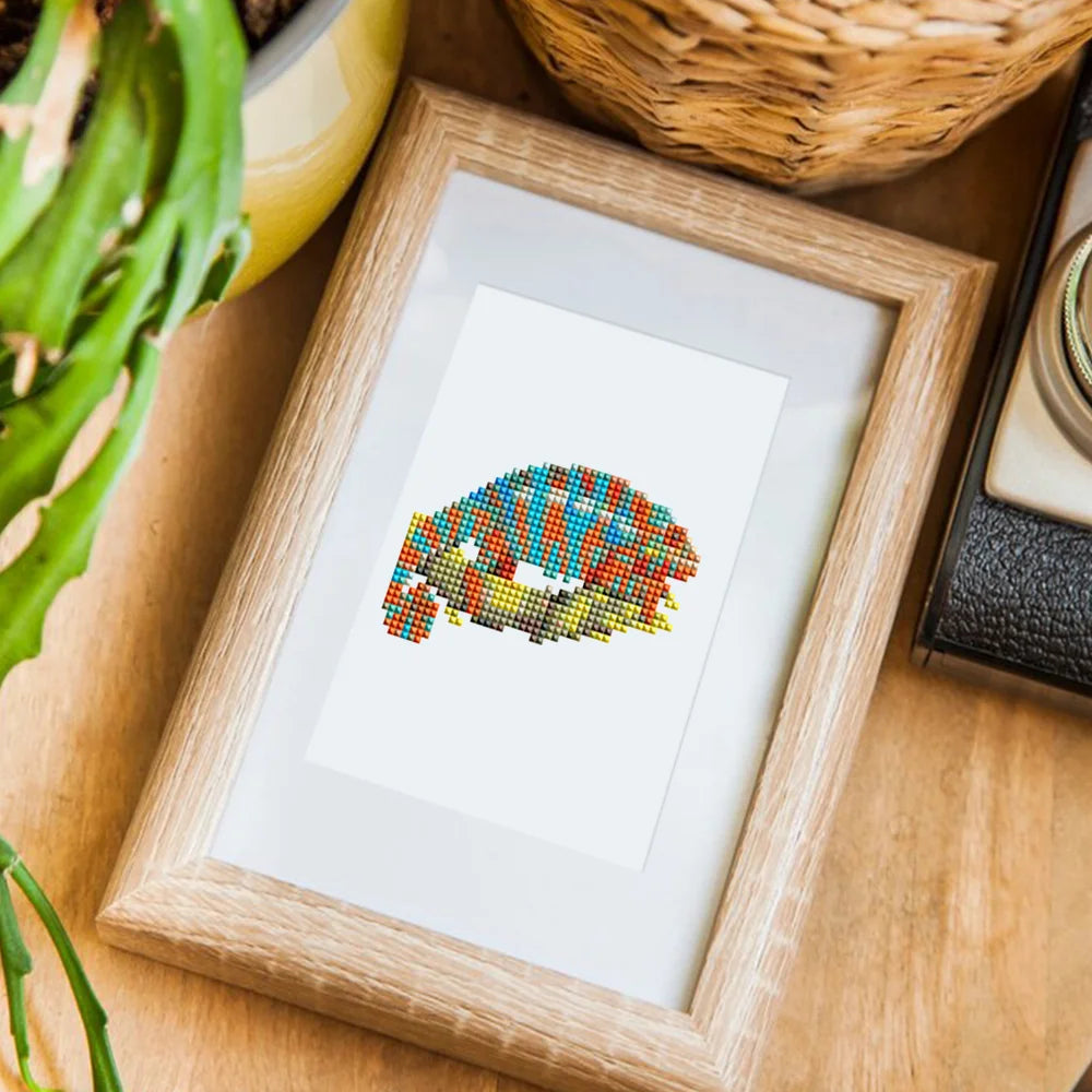 Framed Frogs, Lizards & Chameleons mini diamond painting artwork displayed in a styled setting