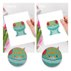 Before and after view of a Frogs, Lizards & Chameleons mini diamond painting design