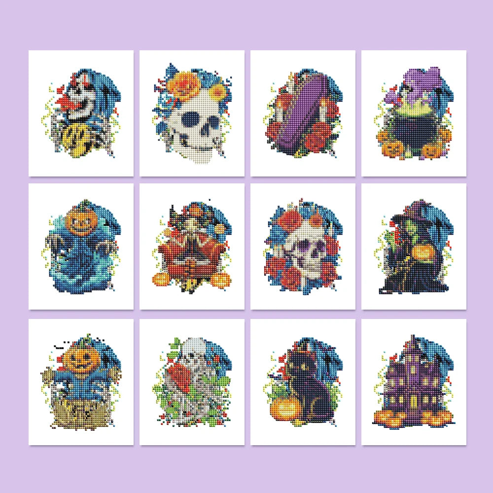 Gothic Halloween Night Mini Diamond Painting Set – 12 Pack