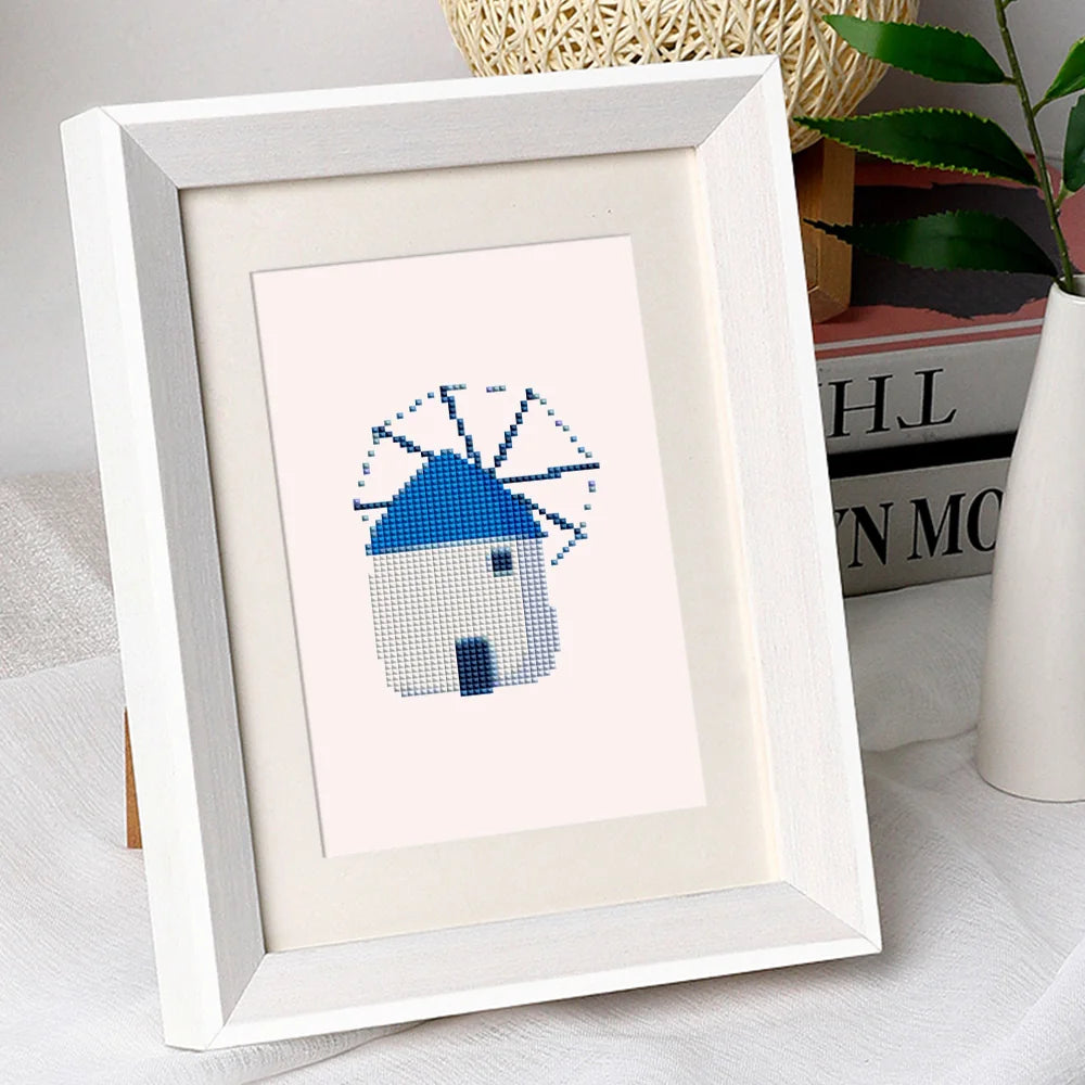 Framed Greek Island Icons mini diamond painting artwork presented as finished decor