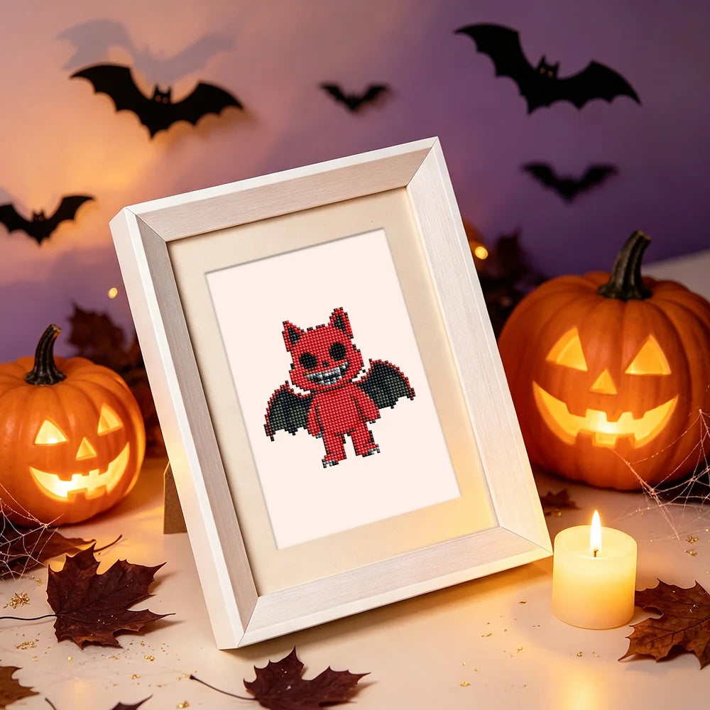 Framed Halloween Monster Friends mini diamond painting artwork presented as finished decor