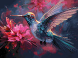 Hummingbird Whisper artwork shown as a completed diamond painting preview