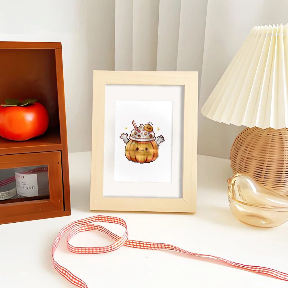 Completed Kawaii Cakes & Desserts mini diamond painting shown as framed decor