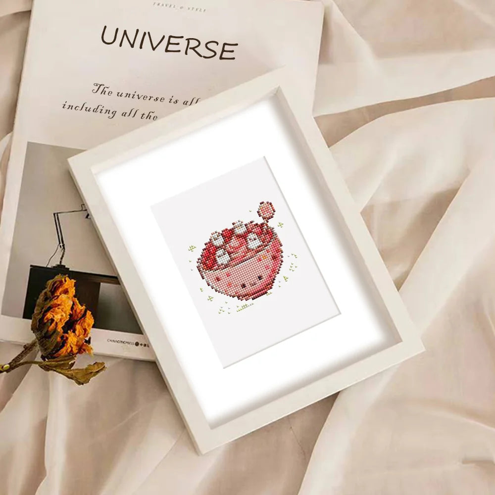 Kawaii Cakes & Desserts mini diamond painting design displayed in a decorative room setting