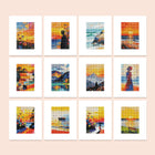Modern Abstract Landscapes twelve-pack mini diamond painting set with all designs