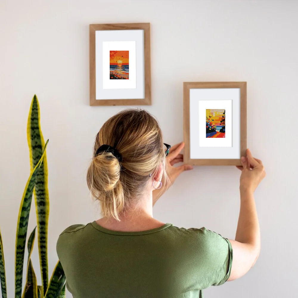 Framed Modern Abstract Landscapes mini diamond painting artwork presented as finished decor