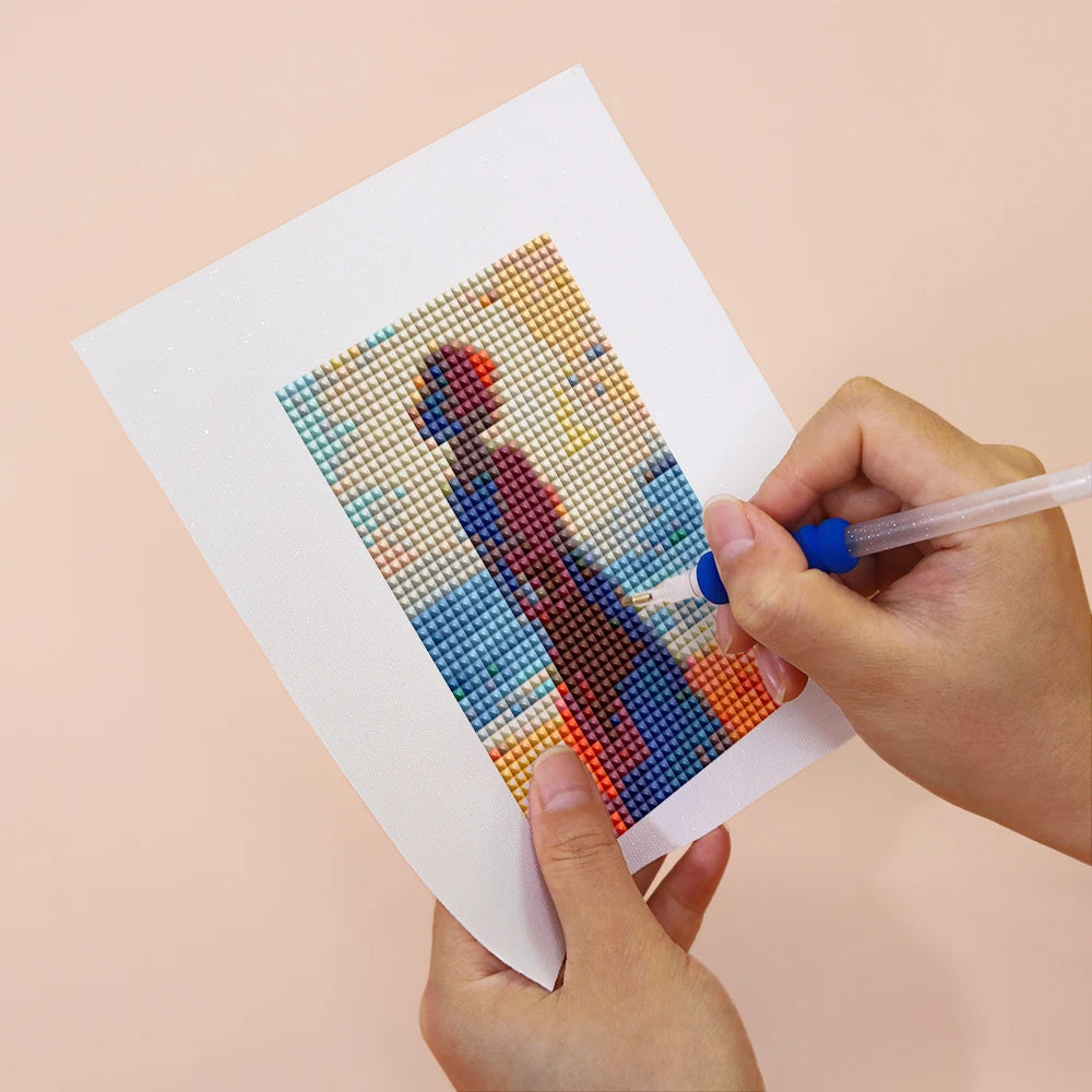 Applying drills to a Modern Abstract Landscapes mini diamond painting design