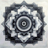 Monochromatic Geometric Mandala artwork shown as a completed diamond painting preview