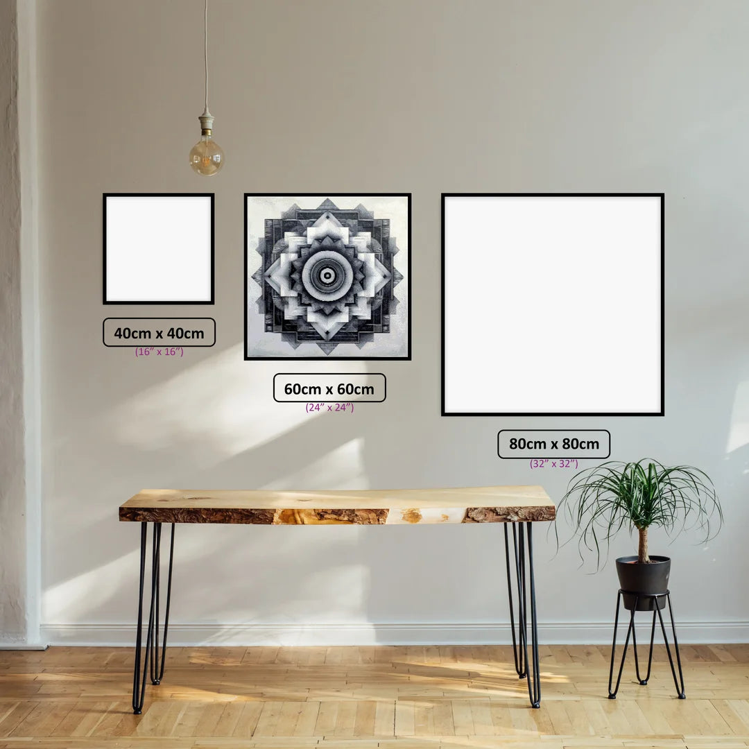 Monochromatic Geometric Mandala - Diamond Painting Kit