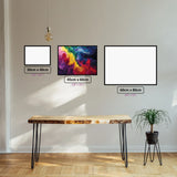 Neon Liquid Swirls diamond painting displayed in a room setting