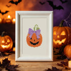 Completed Pastel Halloween Cuties mini diamond painting shown as framed decor