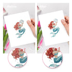 Before and after view of a Pastel Mermaids mini diamond painting design