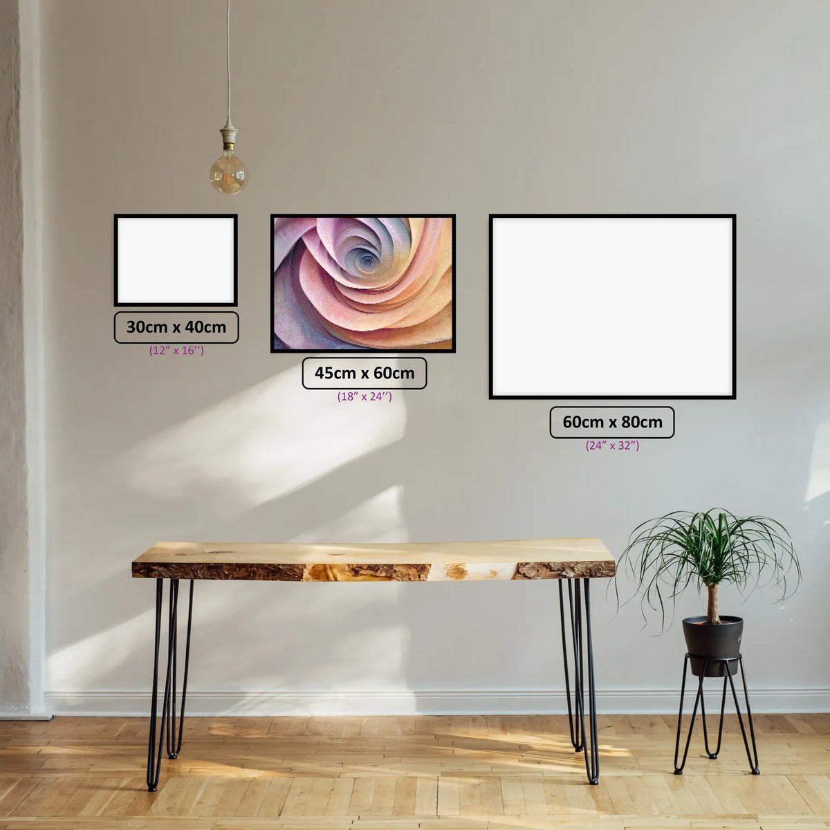 Pastel Wave Dreams diamond painting displayed in a room setting