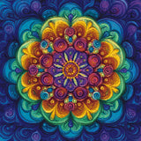 Rainbow Mandala Swirls artwork shown as a completed diamond painting preview