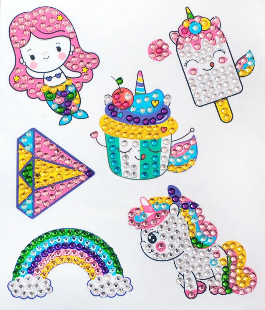 Rainbow unicorn magic diamond painting sticker kit with unicorn rainbow mermaid cupcake and kite designs