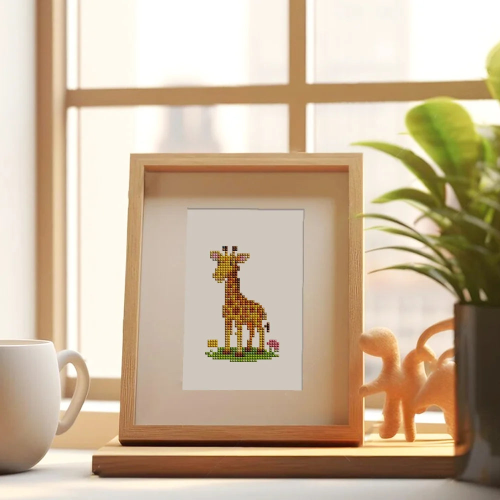 Safari Animal Friends mini diamond painting design displayed in a decorative room setting