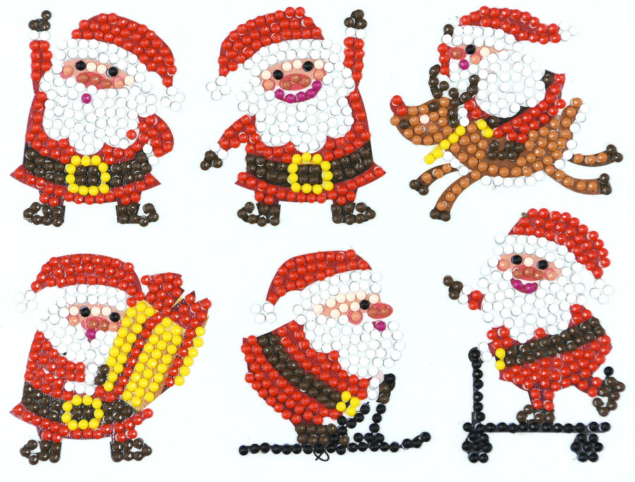 Santa Christmas diamond painting sticker kit with Santa sleigh reindeer and festive holiday designs