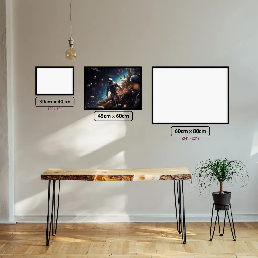 Space Explorer diamond painting displayed in a room setting